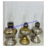 3 Oil Lamps with Chimney