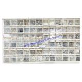 12 Wall Hanging Plastic Parts Bins w/ Misc