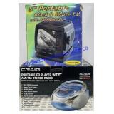 Portable Black & White T.V. And AM/FM Stereo