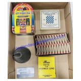 Matches, Funnel, Coca-Cola Tin & Small Checker