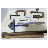 Lot of Miscellaneous Wooden and Metal Tools