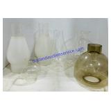 6 Various Sized Glass Lamp Chimneys