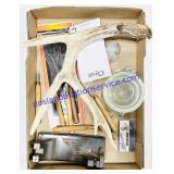 Antler, Scissors, Jar, Wood Carving Tool, Etc