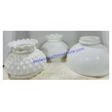 3 White Milk Glass Lamp Shades