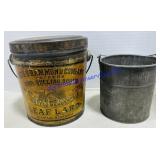 Vintage Metal Leaf Lard Container with Lid from