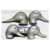 4 Cast Aluminum Duck Head Paperweights
