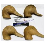 4 Cast Brass Duck Head Paperweights