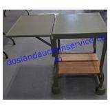 Rolling Metal Work Table With Fold Out .