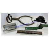 Ice Tongs, Pulley, & Scrap Metal