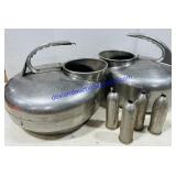 2 Stainless Steel Milker Pails w/ 4 Teat Cups