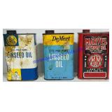 3 Metal Oil Cans (Some Oil)
