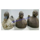 3 Pressed Paper Duck Decoys