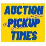 Auction Pickup Dates/Times: See below.