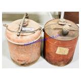 2 Vintage 5 Gallon Metal Oil Cans