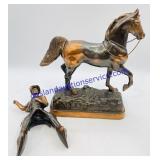 Copper Horse and Removable Rider Figurine