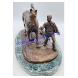 R. Donaldson Signed Bronze Sculpture Man with