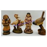 4 ANRI Wooden Sculptures