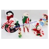 4 Annalee Christmas Dolls and Christmas Ornament