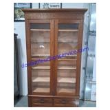 Victorian Bookcase With Glass Doors. 79"x45"x16"