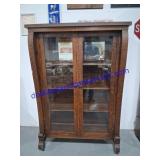 Oak And Glass China Cabinet. 64"x45"x18"