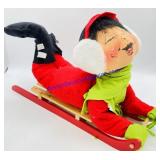 Annalee Child Riding Sled Doll (damage)