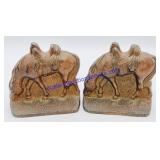 Cast Iron Grazing Horse and Saddle Bookends
