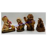 4 ANRI Wooden Sculptures