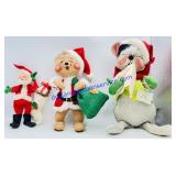 3 Annalee Christmas Dolls (damage noted)