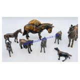 8 Cast Iron and Bronze Miniature Horse Figurines