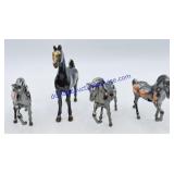 4 Bronze Miniature Horse Figurines