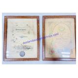2 Framed Vintage Certificate of Baptism (broken