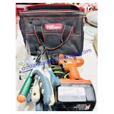 Drill, Gloves, Gardening Tools, & Bag