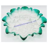 Green Ruffled Glass Christmas Treat Plate