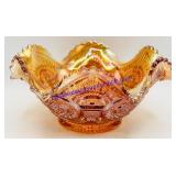 Ribbed & Ruffled Opalescent Carnival Glass Dish