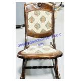Antique Padded Folding Wooden Rocking Chair