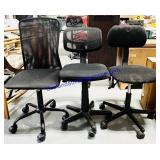 3 Office Chairs (1 w/ Damaged Wheels)