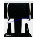 2 Sterling Bracelets & 2 Sterling/Turquoise Size