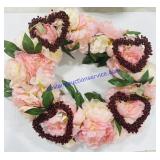 Flower Wreath With Beaded Hearts