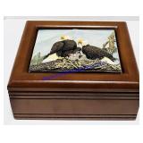 Wooden Eagle Design Jewelry Box