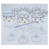 8 Flower Printed Wine Glasses