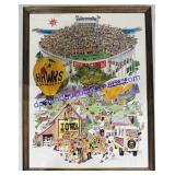 Framed 1982 Iowa Hawkeye Rose Bowl Poster.