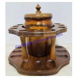 Wood Pipe Holder And Glass Humidor