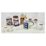 Beer Ceramic and Glass Steins & A&W Glasses