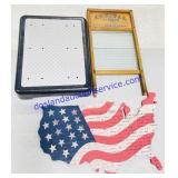 Step Stool, Columbus Washboard and Flag Hanging