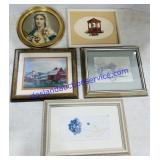5 Framed Pictures Misc. Sizes