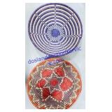2 Hanging Woven Coil Baskets