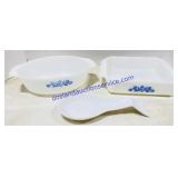 2 Anchor Hocking Baking Dishes & Ceramic Spoon