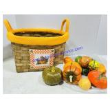 Woven Fall Basket and Plastic Decorations