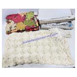 Homemade Crocheted Blanket, Placemats & Table