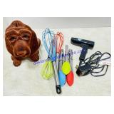 Velvet Hound Dog Coin Bank, Portable Hair Dryer,